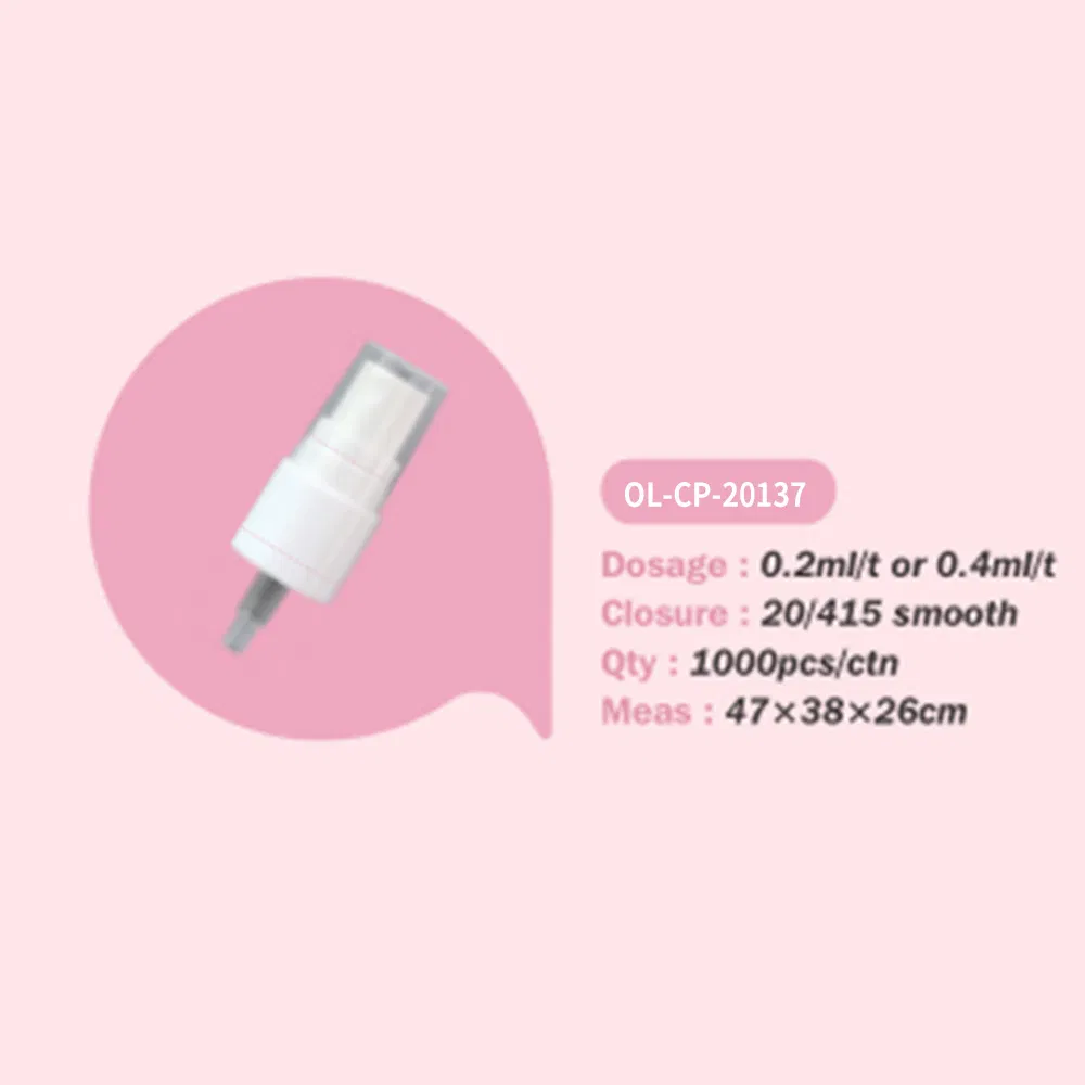 High Quality Transparent PP Cover 24/410 Ribbed Closure Fine Mist Sprayer Pump