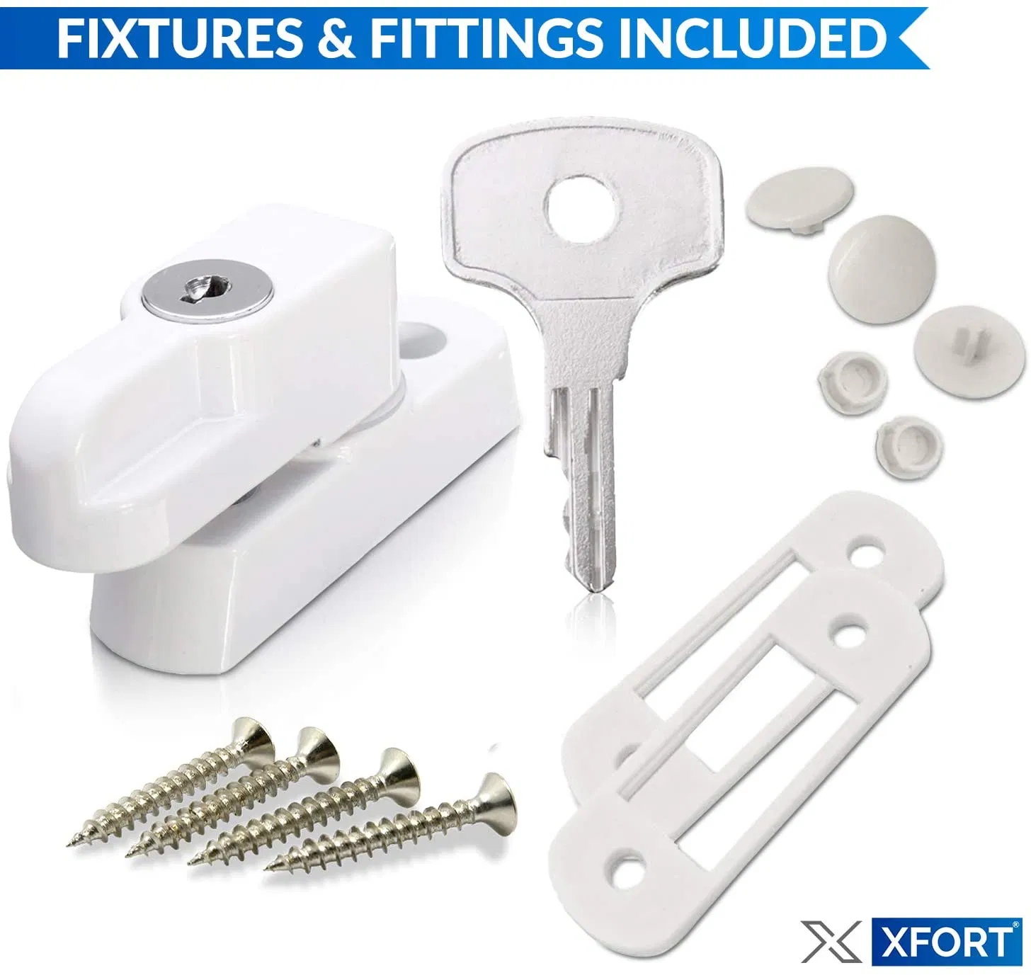 Window Locks 2 PCS UPVC Door Security Sash Jammer Home Security Door Lock for Various UPVC/PVC Doors and Windows Zinc Cast Alloy White