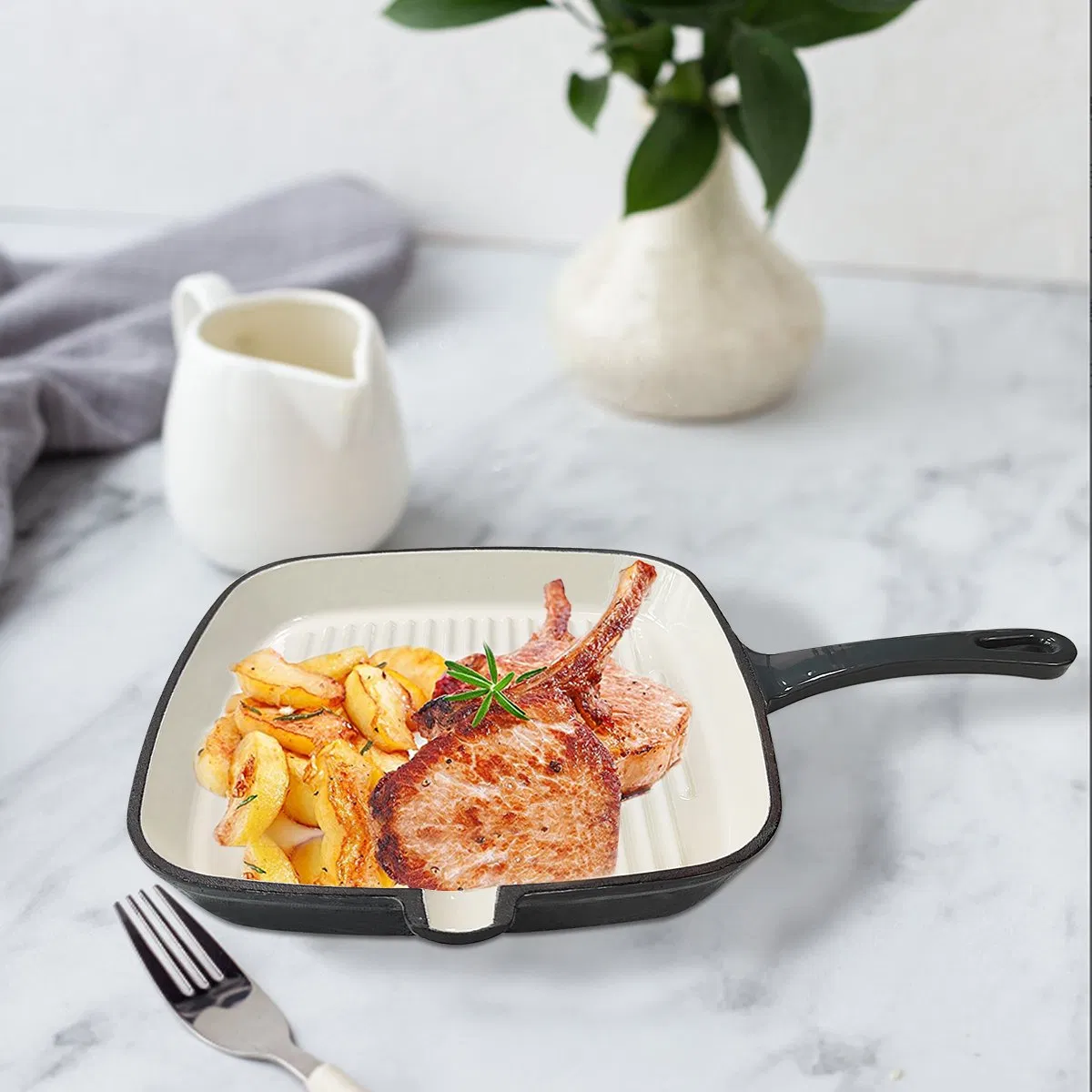 Factory Supply 24cm 9.5" OEM Preseasoned Nonstick Cast Iron Cookware Flat Griddle BBQ Grill Pan for Stovetop