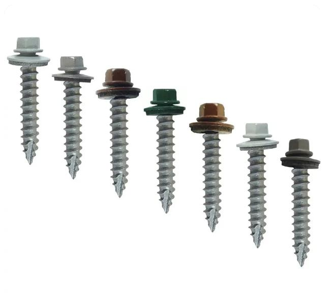 Винт кровельный оцинкованный с шестигранной головкой и шайбой