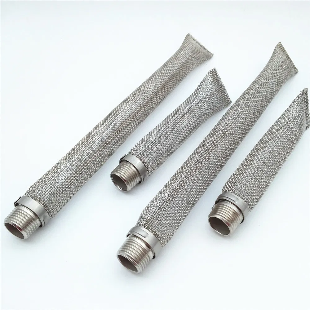 Custom 16 20 24 30 40 50 Mesh Stainless Steel 304 Bazooka Mesh Strainer with 1/4" 1/2" NPT Pipe Fitting for Beer Brewing