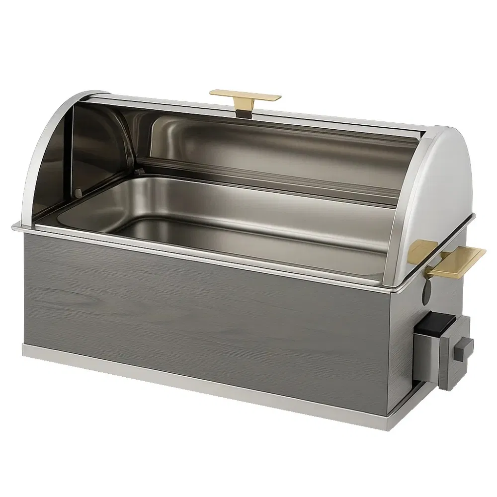 Luxury Stainless Steel and Wooden Base Buffet Chafing Dish