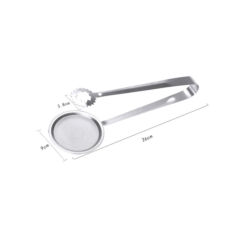 2 in 1 Stainless Steel Mesh Strainer Tongs Oil Frying Filter Spoon Fry Tool Oil Skimmer with Clip Cooking Gadget Tool Esg12093