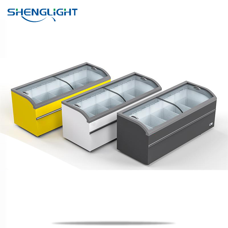 Refrigeration Equipment Commercial Curved Glass Door Ice Cream Chest Freezer Ice Cream Display Fridges Showcase Refrigerator