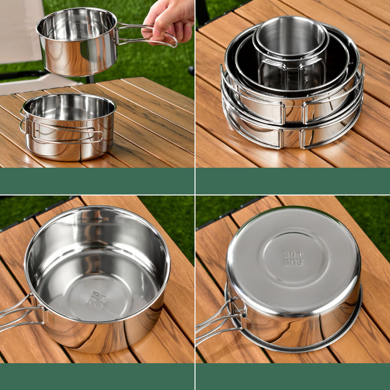 Hot Selling Portable 304 Stainless Steel Outdoor Folding Tableware 6-Piece Set