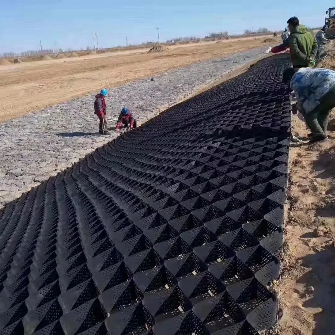 Three Dimensional Honeycomblike Cellular Structure, Consisting of a Regular Open Network of Synthetic Strips Geocell