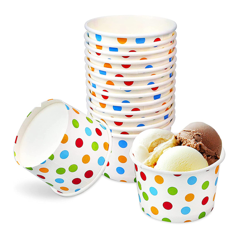 Wholesale Personalized Disposable Yogurt 3oz 4oz 8oz 16oz Ice Cream Paper Cup with Lid