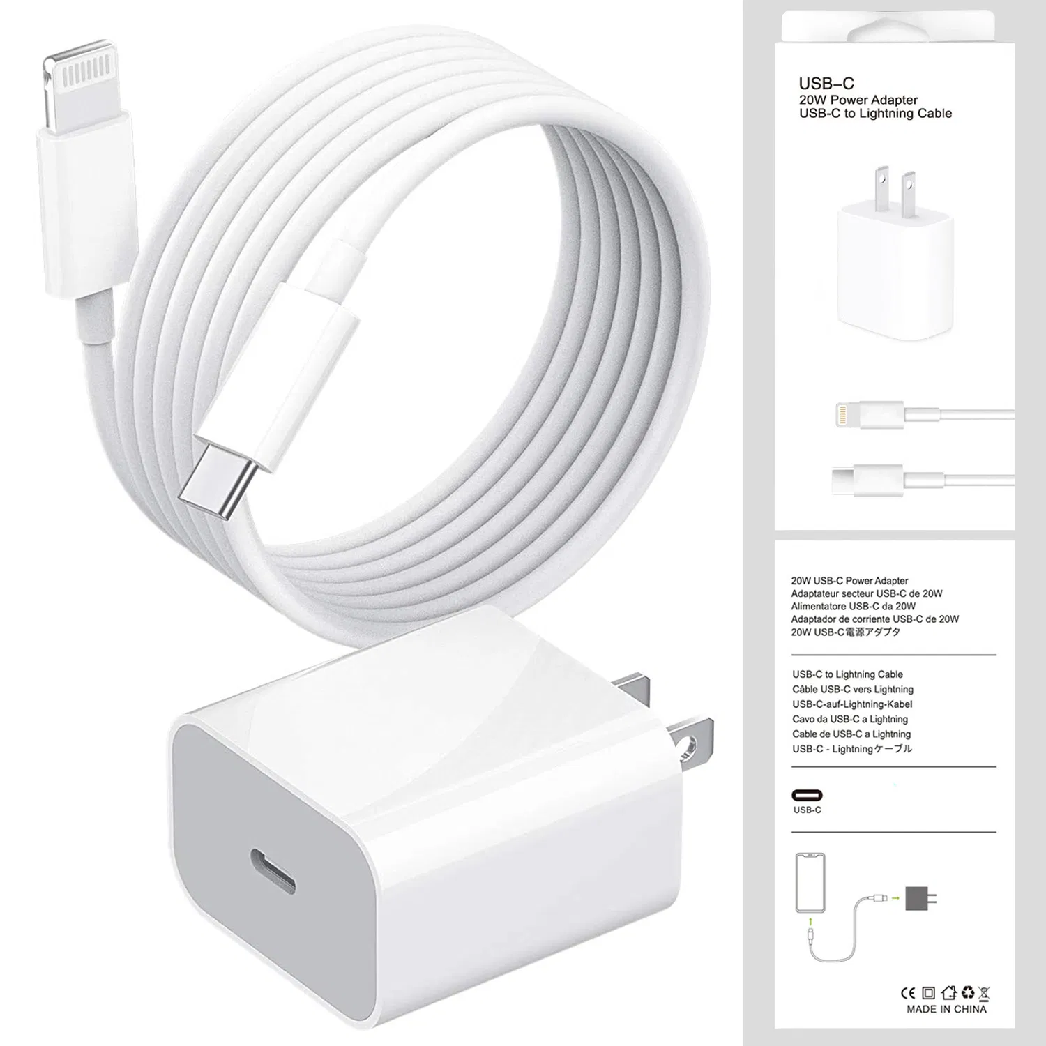 Быстрое зарядное устройство USB 20W для iPhone, Samsung, Huawei, Xiaomi