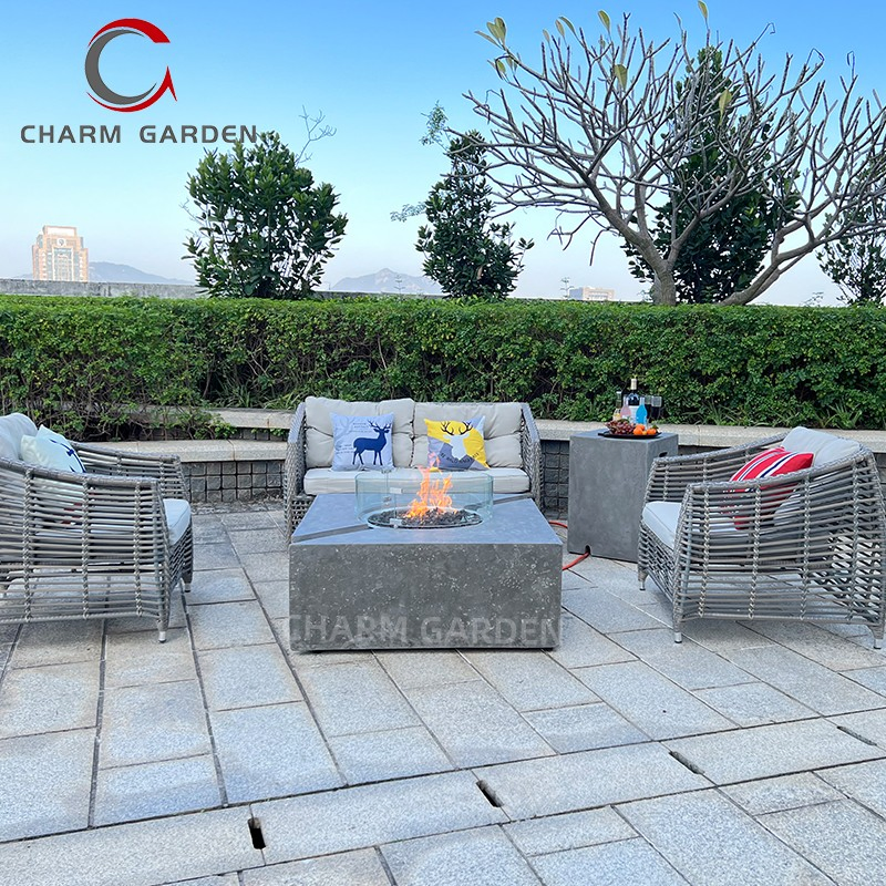 Modern Stylish in Stock Original Concrete Look Propane Natural Gas Fire Bowl Outdoor Fireplace