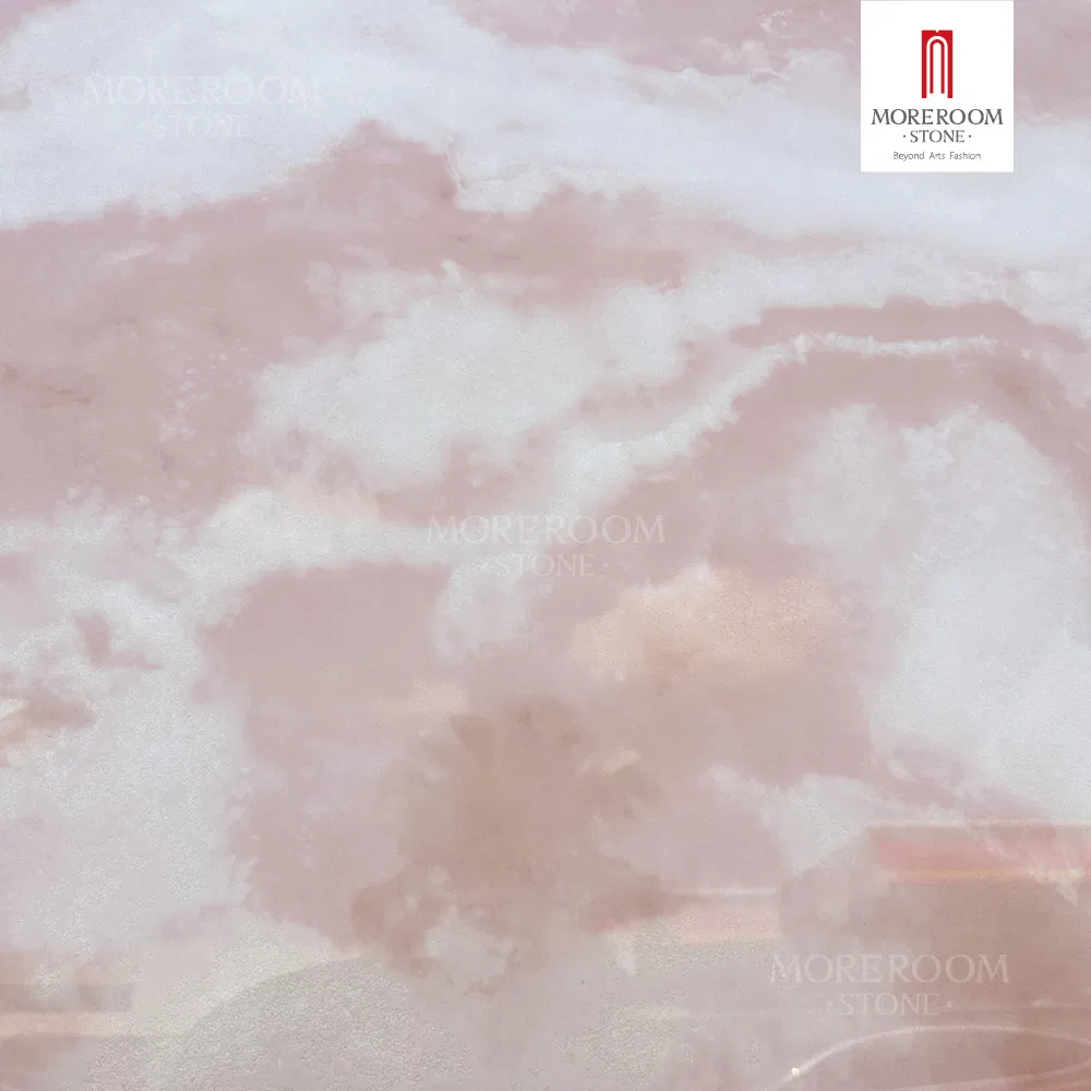 3200X1600mm Pink Glint Gemstone Furniture Slabs Polished Sintered Onyx Slab for High End Projects