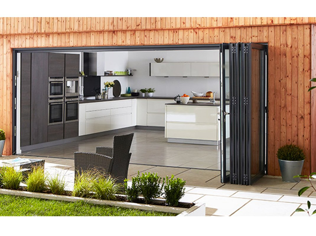 Heavy Duty Profile Thickness 2.0mm Balcony Patio Glass Patio Exterior Interior Aluminum Sliding Bi-Folding/Folding Door/Multi-Leaf Door