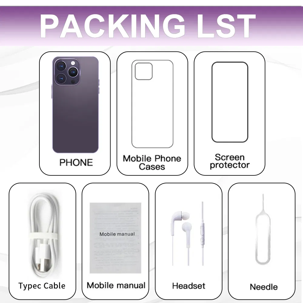 Wholesale Custom Smartphone Memory 7.3inch 50+108MP Face ID NFC Amoled I14PRO Max Mobile Phone