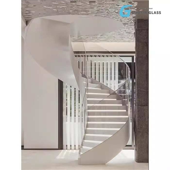 Guoxin Curved Glass Railing for Villas with Fireproof and Waterproof