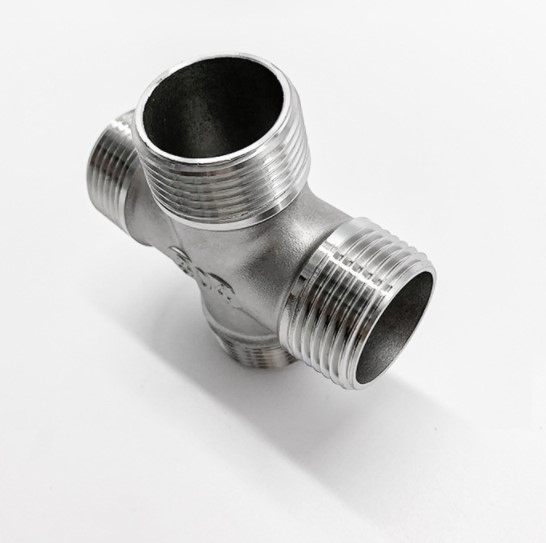 Stainless Steel Four Way Connector Pipe Fitting Male Thread Cross