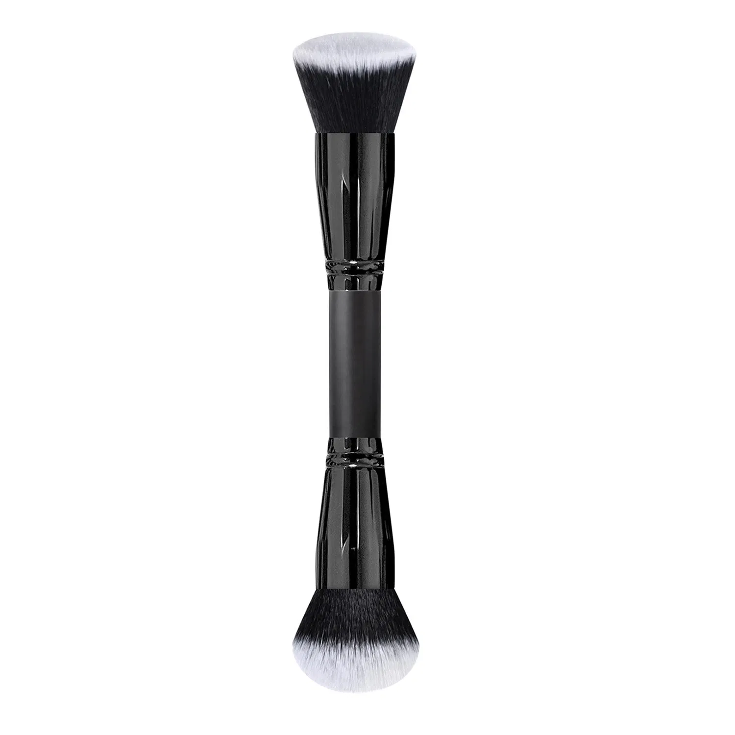 High End Wood Handle Convenient Double Head Synthetic Hair Yellow Blush Rouge Brush for Face