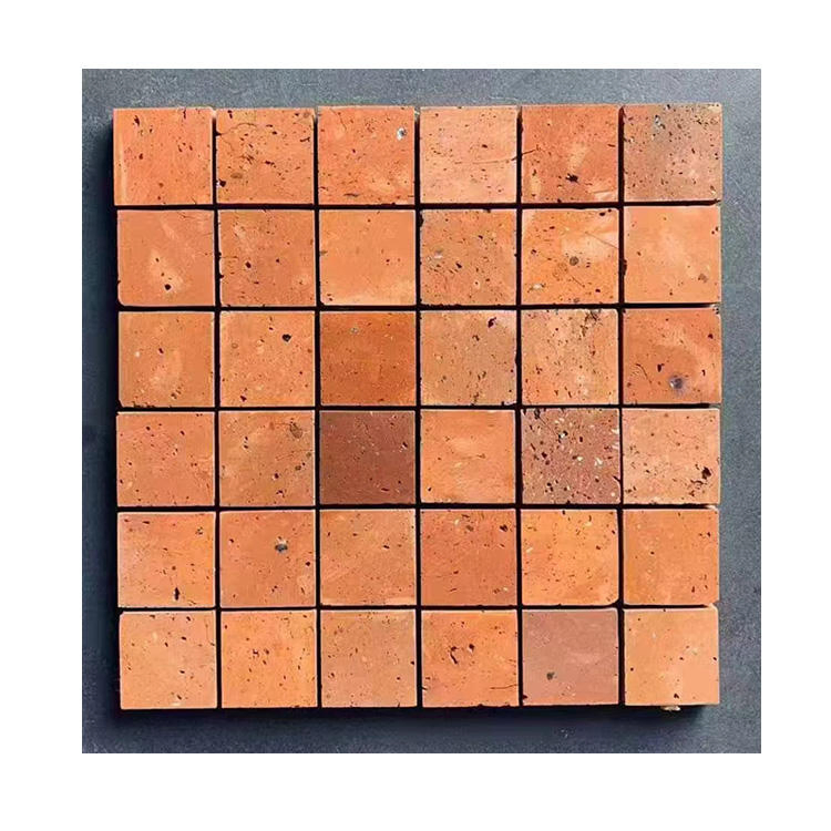 Small Square Brick Art Retaining Wall Baked Red Clay Bricks