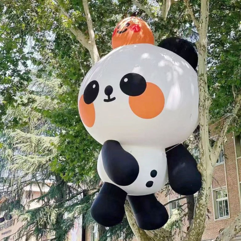 Shopping Mall Realistic Inflatable Cartoon Panda Climbing Wall Models Decoration