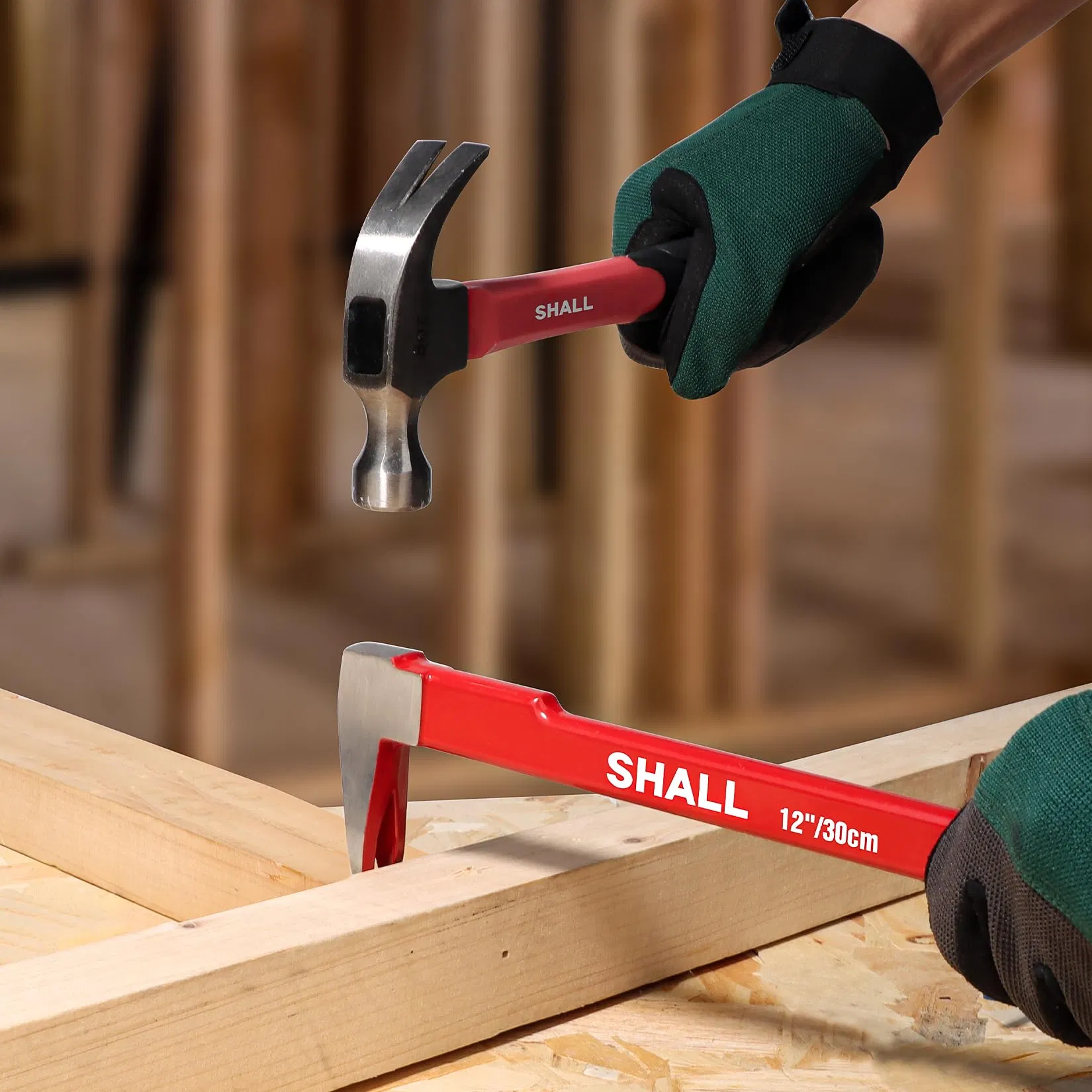 3-Pieces Pry Bar Set 8inch 10inch 12inch Utility Claw Pry Bar Nail Puller Flat Pry Bar Crowbar Claw Hand Tool Set