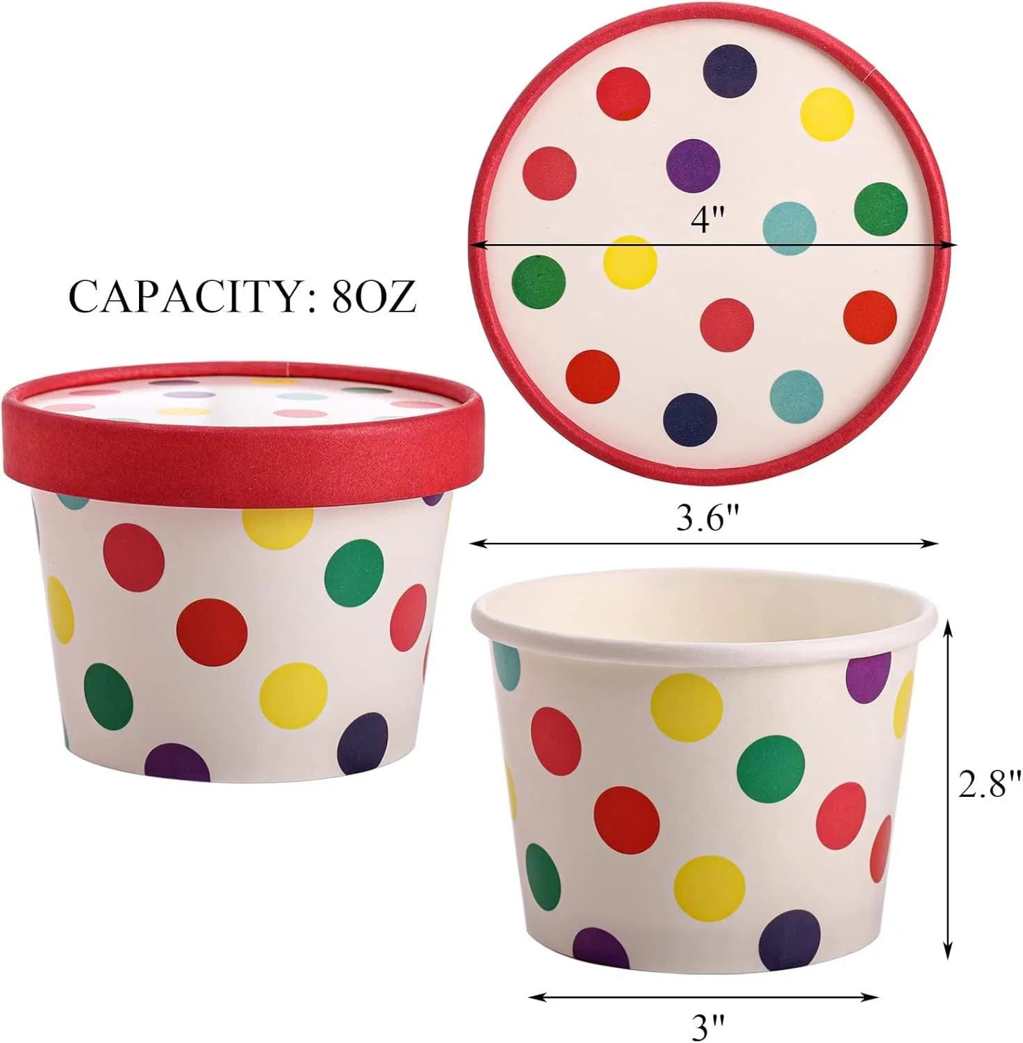 8 Oz Food Grade White Paper Bowl Eco Friendly Disposable Ice Cream Dessert Cold Drink Hot Soup Takeaway Food Container