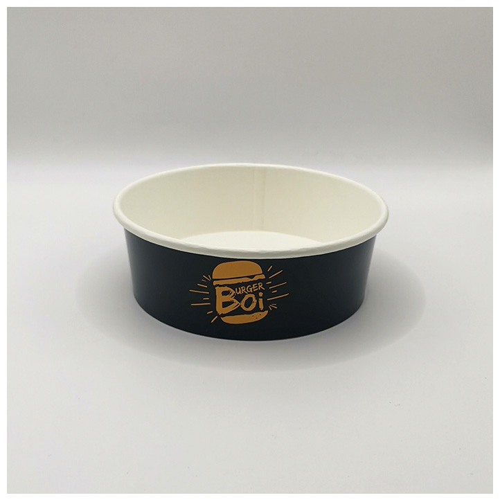 Disposable Oil-Resistant 1000ml Kraft Black Printing Round Serving Bowl Soup Fruit Salad Takeaway Lunch Sushi Paper Bowl