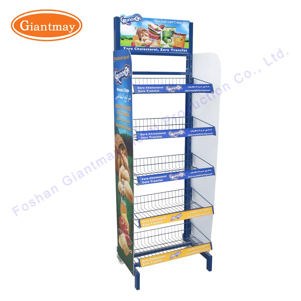 Multi-Function Potato Chips Floor Stands, Supermarket Units, Grocery Candy Display Rack