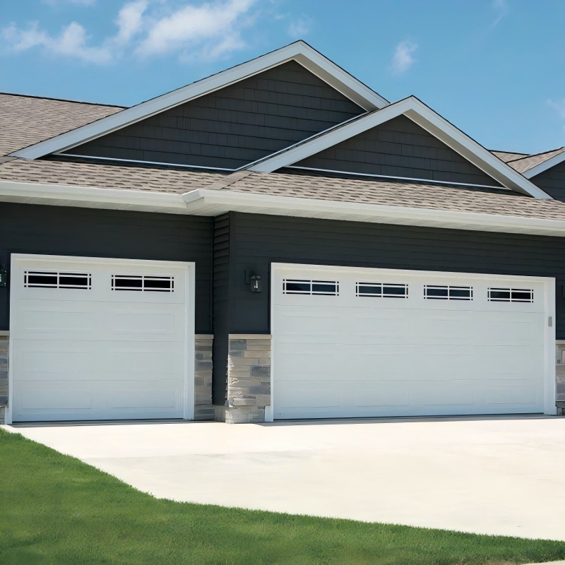Residential Glass Garage Door with Pedestrian Door and Automatic Opener