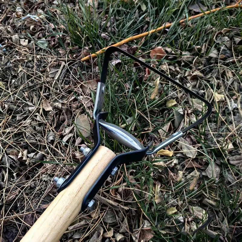 Stirrup Type Garden Weeder Steel Hoe with Long Wooden Handle Weeding Tool