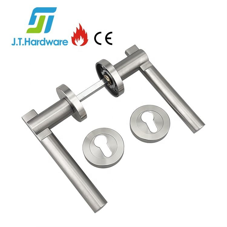 Stainless Steel Entrance Handles Lock Wooden Interior Solid Door Lever Handle