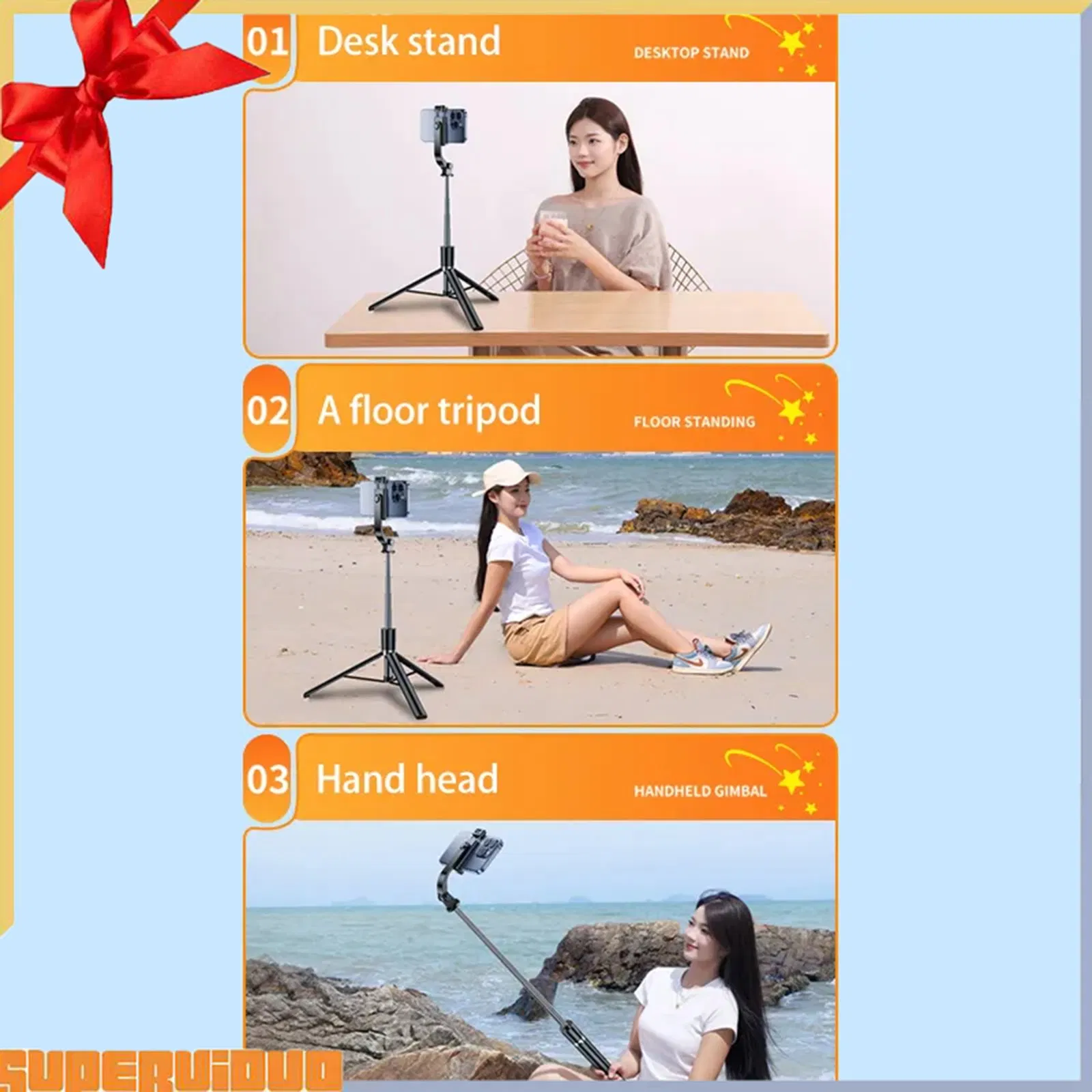 Монопод для селфи с пультом и штативом, 1.7 м