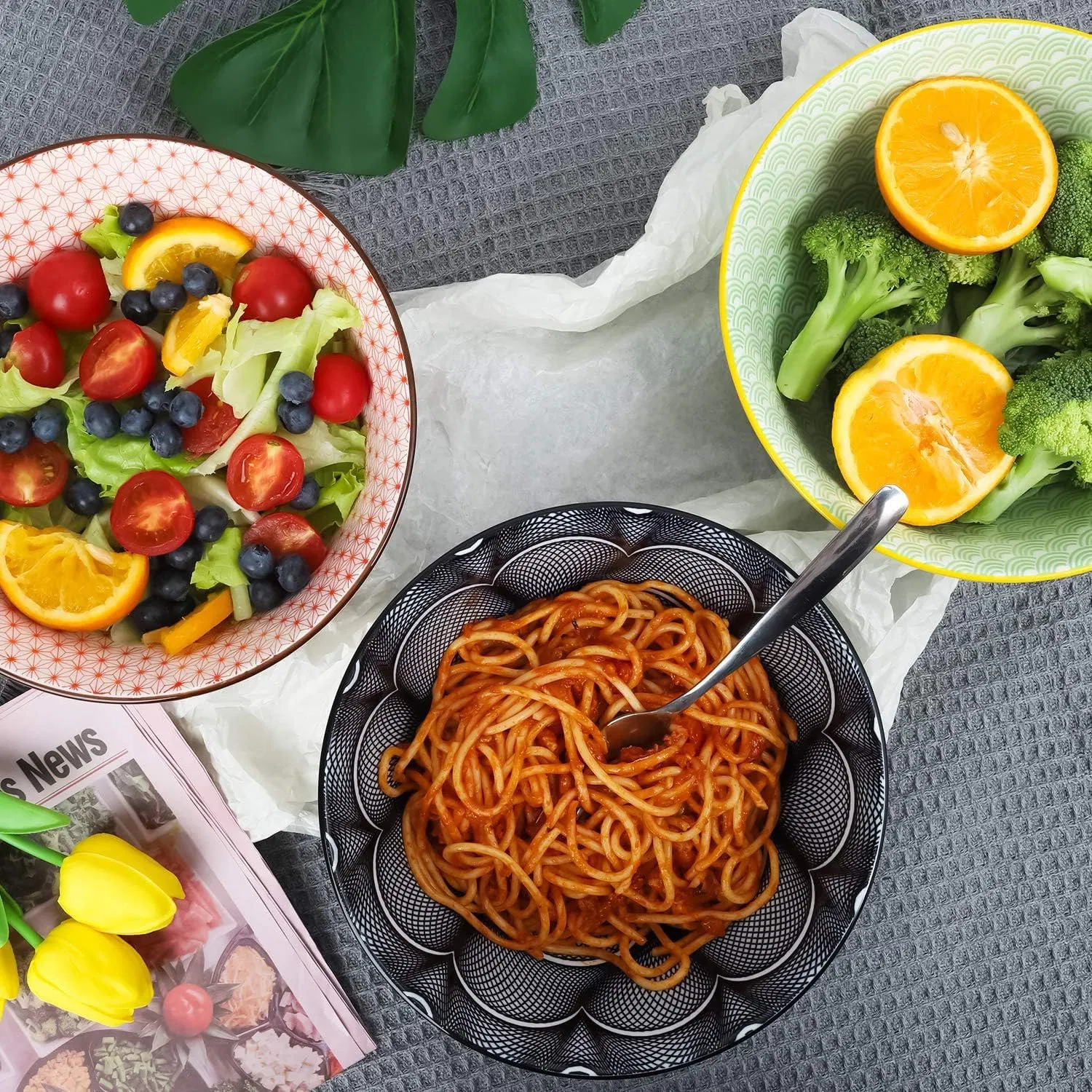 Large Ceramic Soup Salad Bowl Handmade Porcelain Ramen Serving Bowls