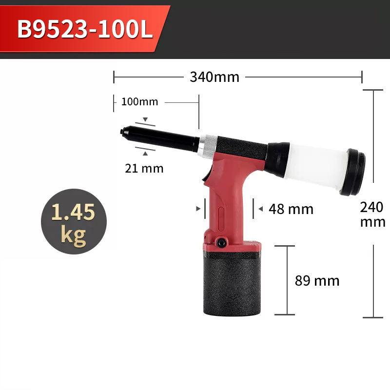 Lengthened Pipe Steel Nail Aluminum Nail B9523-100L Pneumatic Riveting Gun Riveting 2.3-5.0