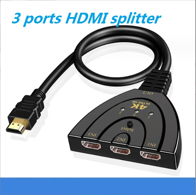 HDMI® 3 in 1 out Switch Box Adapter W/ Cable 4K 60Hz