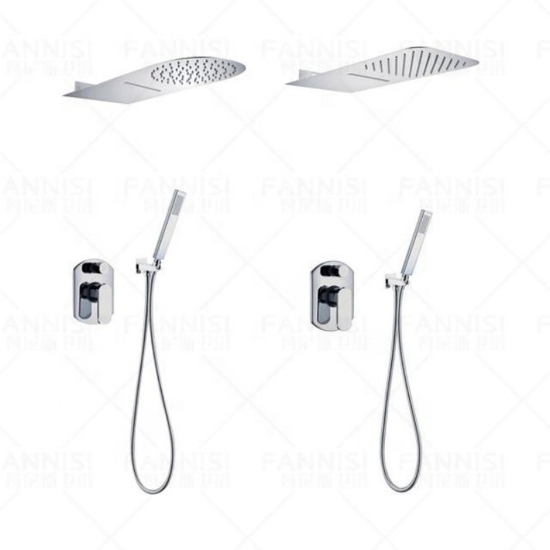 Factory Waterfall Rain SPA Shower Head in Wall Brushed Hidden Shower Mixer