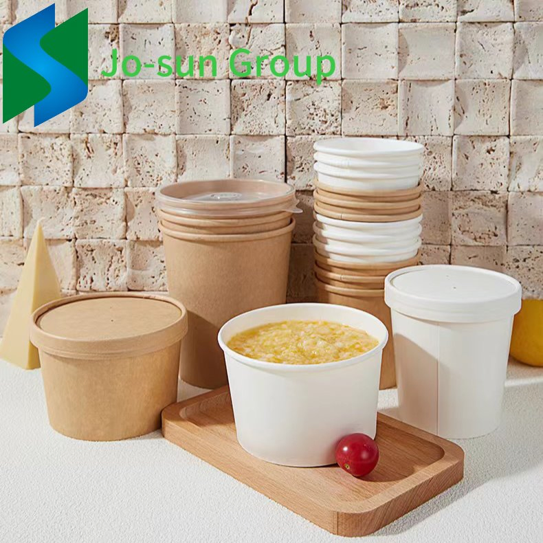 Jo-Sun Ice Cream Sundae Cups Disposable Paper Dessert Bowls Yogurt Bucket Soup Bowls Hot or Cold Food Cups for Party