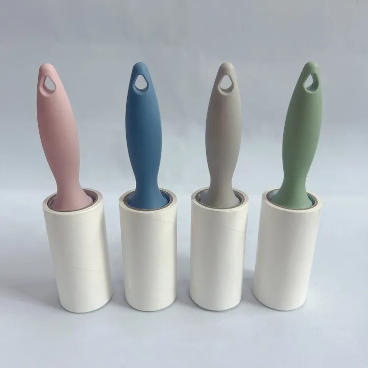 Custom Household Pet Hair Remover Portable Self Adhesive Plastic Handle Sticky Lint Roller for Clothes