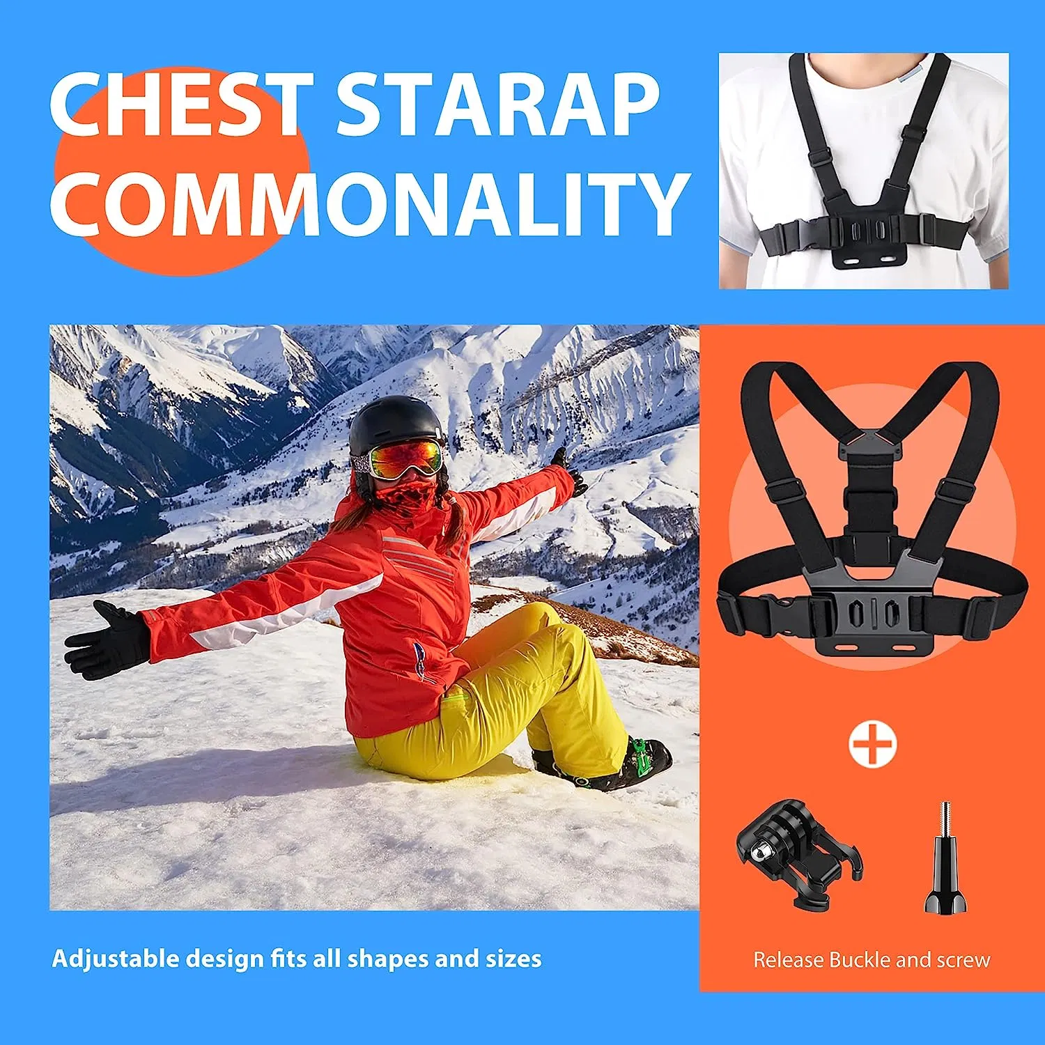 Gopro 12/11/10/9 Accessories 63 in 1 Set Riding Headband Chest Strap Handheld Bracket Fixed Set