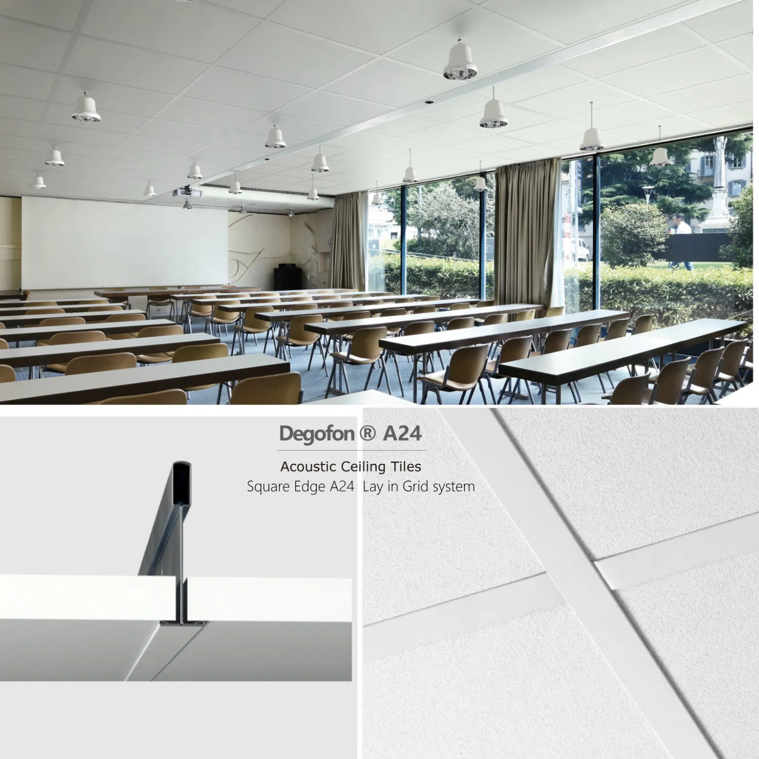 2X2 Acoustic Fiberglass Ceiling Black Color Sound-Absorbing Ceiling for Cinema Office