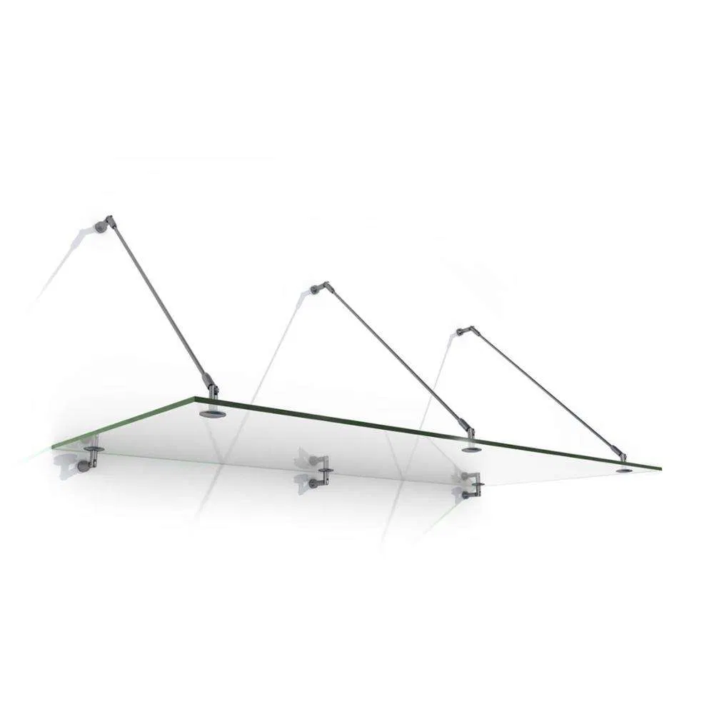 Custom Front Door Glass Canopy Awning Satin Hardware