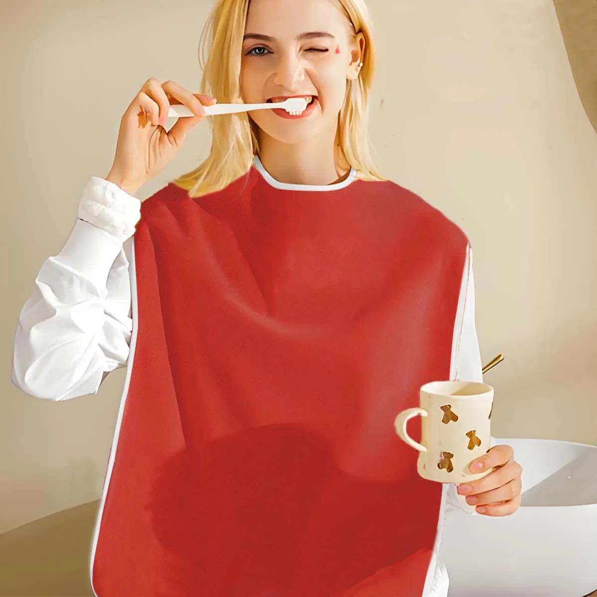 Adult Bib, Elderly Rehabilitation, Microfiber, Non-Waterproof, Thickened, Washable Magic Bib