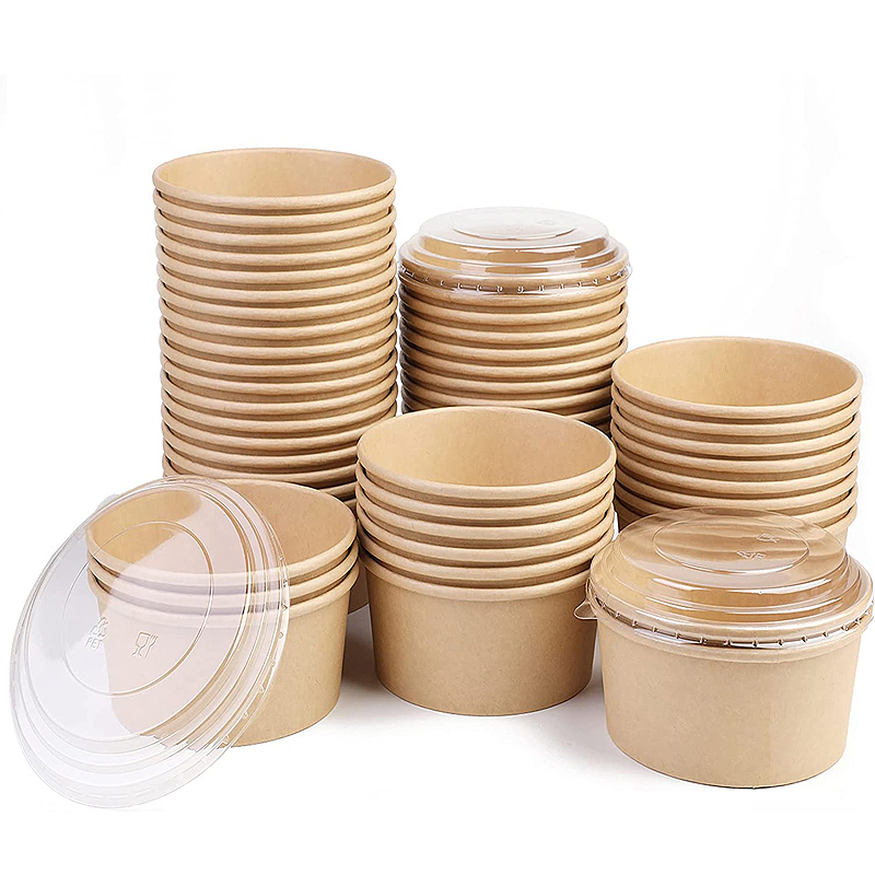 Top Quality Disposable Kraft Paper Bowl Take Away Salad Bowl with Lid