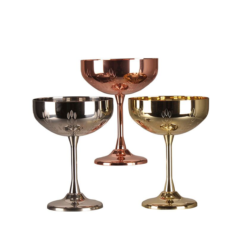 Stylish Stainless Steel Floral Cocktail Glasses for Home Bars