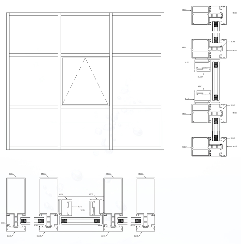 Hmk-120 130 160 Series Curtain Wal (Non Thermal Break)