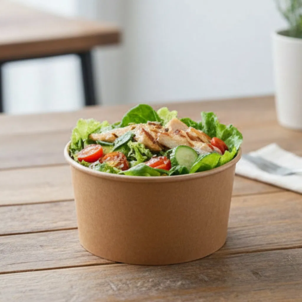 Wholesale Custom 500/650/700/1100ml Disposable Take out Kraft Waterproof Salad Soup Bowl with Lid