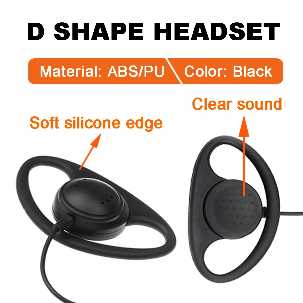 Industrial Mono Earpiece Headset Kit-Noise Cancelling Mic +Coiled Cable