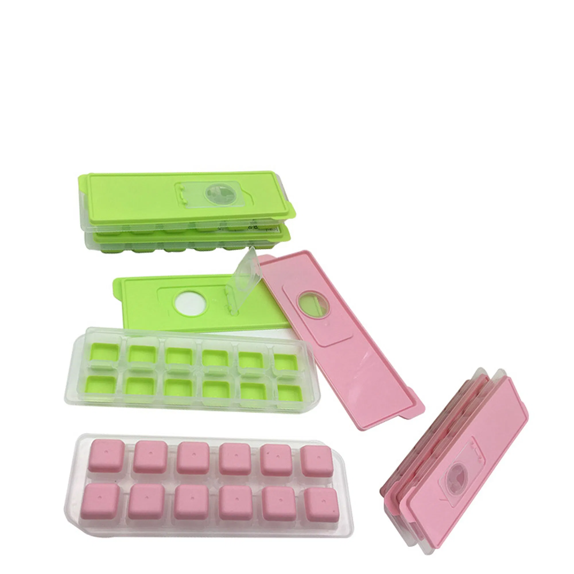 Spill-Resistant Removable Lid BPA Free Plastic Easy Release and Flexible 12-Ice Trays