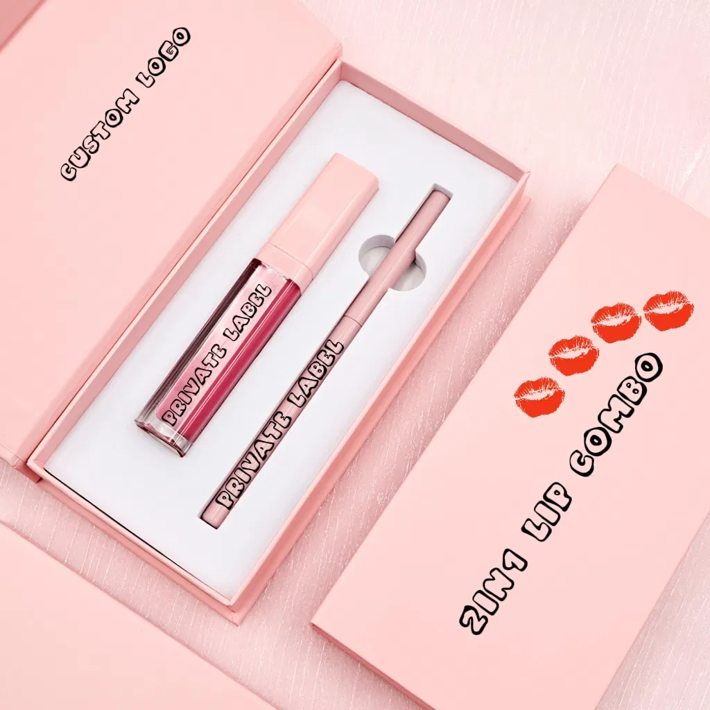 Private Label Vegan Gift 2 in 1 Matte Liquid Lipstick Lipliner Pencil Set Long Lasting Pigmented Lip Gloss and Lip Liner Kits
