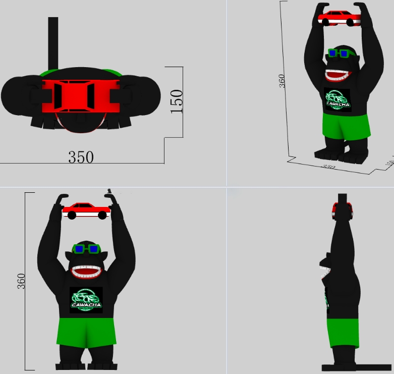 Boyi Giant Inflatable Gorilla for Car Wash Customized Advertising Inflatable Gorilla