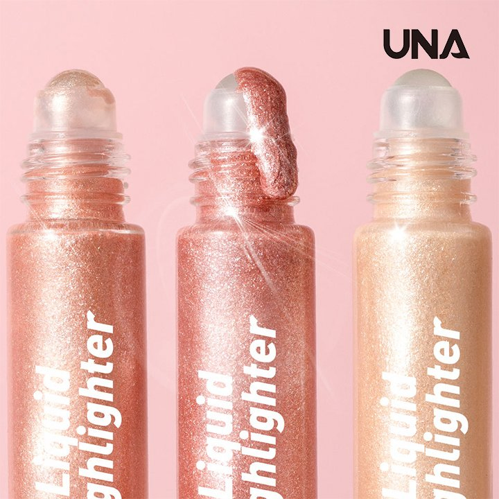 Non Sticky Silky Smooth Satin Highlighter with Roller Head Multichrome Vegan Glitter Liquid Highlighter Private Label