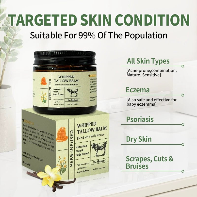 100% Raw Beeswax Balm Beef Honey Tallow Face Cream