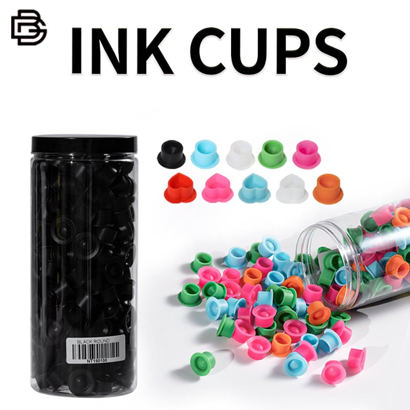 Professional Tattoo Ink Cup Disposable Round Heart Shape Silicone Tattoo Ink Cup